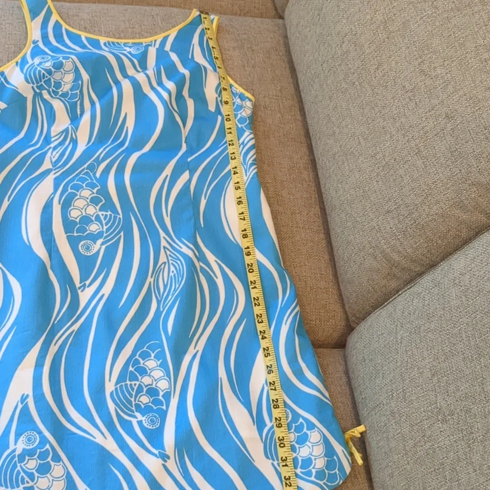 Lilly Pulitzer Delia Shift Resort White, Blue & Yellow Joe Fish Dress size 4 - Picture 11 of 16